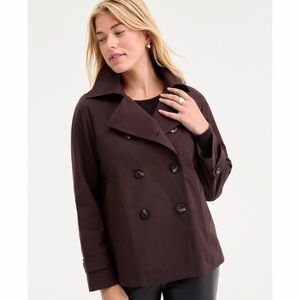 Michaels Kors Women's Brown Short Double Breasted Trench Coat